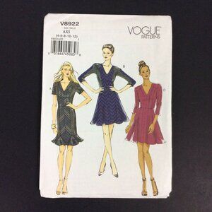 Vogue V8922 Misses Fit & Flare Fluted Seam Dress Sewing Pattern Sz 4-12 UNCUT